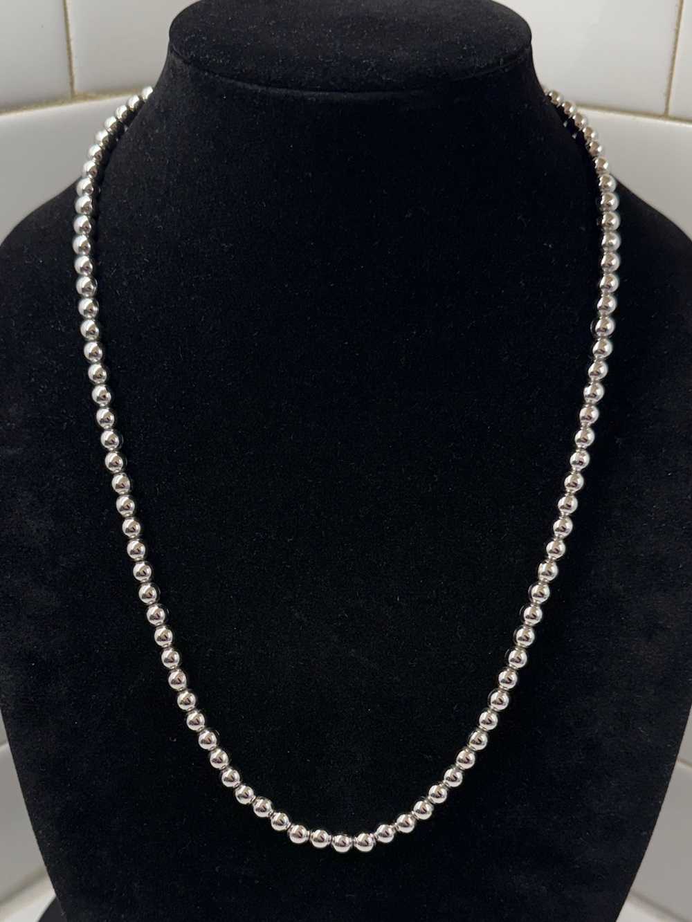 Napier Silver Ball Bead Strand Necklace